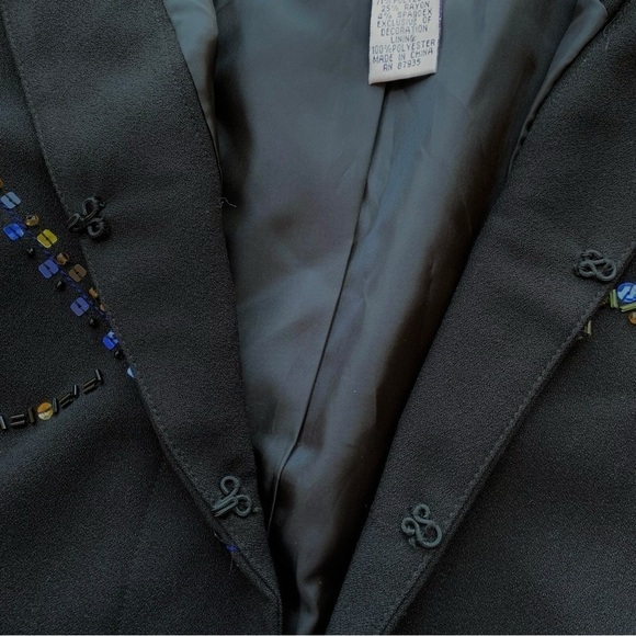 Vtg Susan Graver Style Sequined Beaded Formal Jacket Black Multicolor Size M - Picture 5 of 8